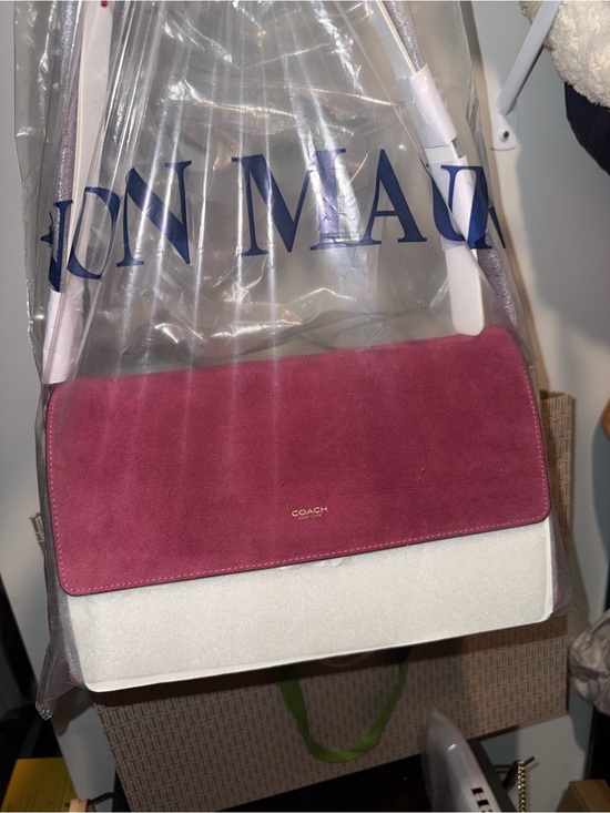 Coach Handbags - Coach Pink Suede Flap Crossbody Bag